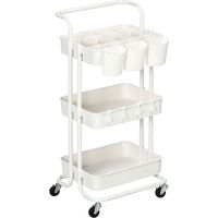 Three-Tier Home Trolley, with Handle and Wheels - White