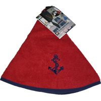 Essuie mains torchon rond 60 cm brode ancre rouge