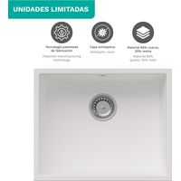 Fregadero de cocina de cuarzo Oblack Como 54x44 cm 1 cubeta color blanco