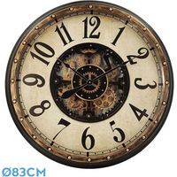 Reloj de pared TREVISO oro negro 83x83x10 cm engranajes con movimiento