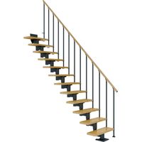 Dolle Mittelholmtreppe Cork Ahorn, lackiert Gerade 79 cm breit für GH 240 – 292 cm UK Metall Anthrazit mit Geländer