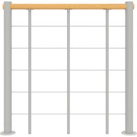 Ringhiera per scala dritta - Grigio - Acciaio termolaccato - Lunghezza 1m - Corrimano in legno - RE-I-SLM-BOIS-GH