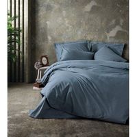Bettwäsche - 1 Bettbezug 140 x 200cm + 1 Kissenbezug 60 x 60 cm - 100% verstärkter Baumwolle - Anthrazit