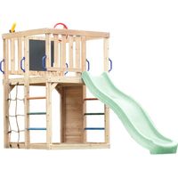 Axi Sam Aire De Jeux En Bois, Toboggan Vert Pastel Structure D'Escalade Pour Enfants Avec Mur D'Escalade, Filet Et Barres De Suspension Accessoires Inclus Équipement De Jeux Pour Le Jardin