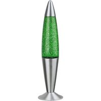 Lavalampe Tischlampe Schlafzimmer Glitzereffekt Silber Aluminium H 42,5 cm