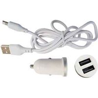 CARICATORE USB DA AUTO CON CAVO DI RICARICA 2,1A - 2 USB- 100 cm - Attacco Micro USB