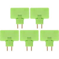 5Pcs Adaptateur Prise EU sans Fil, Prolongateur 180° 1 vers 3 Prises Multiples 110‑250V Vert