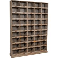 Biscottini – Bibliothèque vitrine en chêne massif 150x34x205 cm – 12 étagères – Style champêtre – Pour salon ou bureau