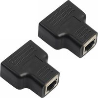Zwei RJ45-Splitter-Adapter, 1 Port auf 2 Buchsen-Buchsen, Netzwerk-Erweiterungsanschlüsse, unterstützen Cat5-, Cat5e-, Cat6- und Cat7-Ethernet-Kabel, schwarz.