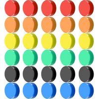 30 aimants frigo colorés, ronds, décoratifs, 6 couleurs, pour tableau magnétique, frigo, classe, bureau, casiers.