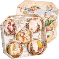 Coffret de 5 boules de Noël rétro - 7.5cm