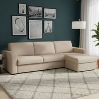 Talamo Italia Schlafsofa Alicya, Ecksofa, 100% Made in Italy, Sofa mit Drehöffnung, mit Wendebehälter Halbinsel, mit Standard-Armlehnen, Cm 280x95h90, Beige