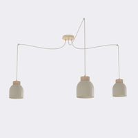 Lampada a sospensione KRU in acciaio beige e legno naturale