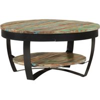 Vidaxl – Table basse en bois massif de récupération 65x32 cm – Style industriel – Base en acier – Finition artisanale unique