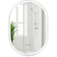 Espejo de baño ovalado con intensidad de luz regulable 70x50 cm con Bluetooth marco de metal transparente 100009081