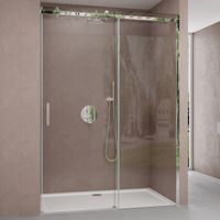 doporro Porte de Douche Transparent pour Niche 120cm Paroi de Douche avec Porte Coulissante Teramo4 en Verre de Sécurité Anticalcaire 120x195cm Montage Réversible