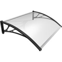 Vounot – Marquise auvent de porte 120x80cm – Polycarbonate 6mm résistant aux chocs – Cadre voûté en PPO et aluminium – Protection UV et intempéries