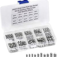 200 Pièces Vis Sans Tête Vis Sans Tête Hexagonale M3 M4 M5 M6 M8 Allen Vis Pointeau en Acier Inoxydable Vis Poignée de Porte Vis Allen Vis Sans Tête Coniques Assortiment Vis