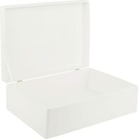 Boîte de Rangement en Bois avec Couvercle Blanc 40 x 30 x 14 cm
