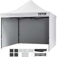 VEVOR Pavillon 304,8x304,8x320cm Gartenzelt 500D PU-Silber-Gewebe Faltpavillon höhenverstellbar inkl. Aufbewahrungstasche Partyzelt 6-8 Personen Pop up Zelt Weiß Gartenpavillon für Campingausflug