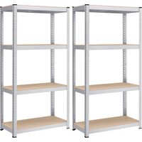 Songmics – Rayonnage à 4 niveaux – Lot de 2 – Étagère charge lourde 130 kg par niveau – Dimensions 40 x 80 x 160 cm – Cadre en acier argenté