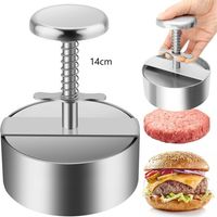Presse à Burger, 304 Acier Inoxydable Presse à Hamburger, Ajustable Steak Haché Presse à Burger, Facile à Utiliser, Antiadhésive Presse à Hamburger pour Réunion de Famille, Fête-10.1cm(14 cm)