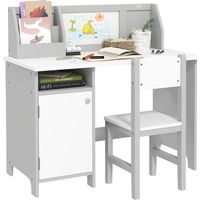Escritorio Infantil con Silla y Mesa con Organizador y Pizarra Blanca para +5 Años 90x45x85 cm Gris
