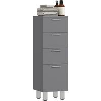 Badezimmerschrank, Badschrank, 4 Schubladen, Spanplatte, glatt, Grau