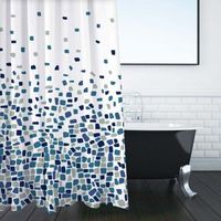 Shower Curtain for Bathroom Mould and Mildew Resistant Mosaic Blue,(71x71 Inch)Water Repellant Fabric 100% Polyester