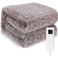 Couverture Chauffante 180x130 CM, Double Polaire Plaid Chauffant Electrique, Arrêt Automatique, Protection Contre la Surchauffe, Minuterie 5H, Lavable en Machine (Gris Marron)