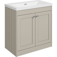 Balterley Butterton 800mm Floor Standing 2 Door Unit with Minimalist Basin No Tap Hole - Pebble Grey
