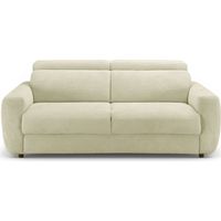 Deco In Paris – Canapé convertible 3 places en velours côtelé beige – Système d’ouverture express – Matelas intégré 12 cm – Tétières relevables