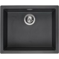 Reginox Amsterdam 50 Integrated Single Bowl Granite Kitchen Sink Black Silvery