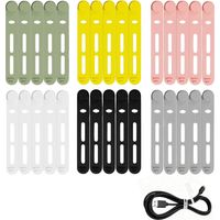 30 stuks sterke en herbruikbare siliconen kabelbinders, meerkleurige kabelorganizer voor thuiskantoor, reizen, verstelbare koordbinders voor opladen, audio/netwerkkabels en afdichting van