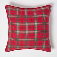 HOMESCAPES Roter Schottenmuster-Kissenbezug Edward, 45 x 45 cm