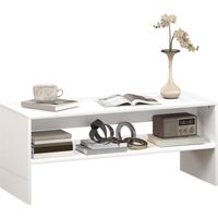 Mesa de Centro Mesa Auxiliar con Compartimento Abierto Mesa de Café 100x40x41,5 cm Blanco Brillante