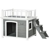 Niche pour chiens Niche avec balcon et escaliers
