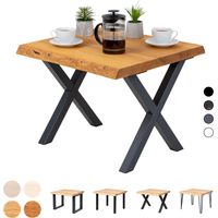 LAMO Manufaktur Table basse en bois, tabouret ou banc pour le salon 60x60x47 cm (long. x larg. x haut.), Design, Frène Rustique / Noir, LKB-01-A-003-9005D