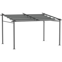 Pergola rétractable 4x3 m structure métal époxy anticorrosion toile polyester 180 g/m² incluse gris