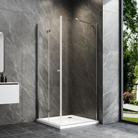 Eck-Duschkabine 75x80x185cm Eckeinstieg Falttür mit Seitenwand Duschabtrennung Drehfalttür Dusche mit Seitenteil Faltbar Duschkabine aus 6mm ESG Sicherheitsglas