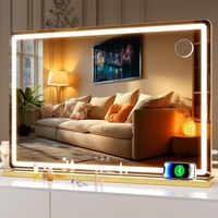 Hasipu Kosmetikspiegel mit Beleuchtung, 80 x 50cm LED Schminkspiegel, Beleuchteter Schminkspiegel mit dimmbaren 3 Modi, Touchscreen-Steuerung Kosmetikspiegel