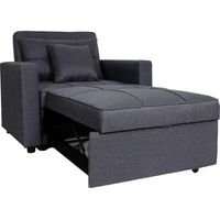 Schlafsessel HHG-095, Klappsessel Schlafsofa Gästebett Relaxsessel, Liegefläche 197x103cm Stoff/Textil dunkelgrau