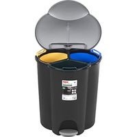 Curver Trio cubo de reciclaje negro 3 compartimentos