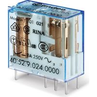 Relais circuit imprimé 2RT 8A 24V DC sensible AgNi + Au lavable FINDER 405270245001PAC