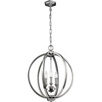 Lampadario Classico Corinne Acciaio Nichel Lucido 3 Luci E14 D43,2Cm