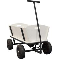 SUNNY Billy Beach Wagon Bollerwagen in Schwarz Kinder Handwagen aus Holz mit Luftreifen Belastbar bis 100 kg 94x61x97cm