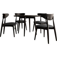 Conjunto de mesas y sillas para comedor Racine 124, Magic Velvet 2219 + Negro, 76x0x0cm, Diámetro: 100, Número de asientos: 4, Estilo: Contemporary