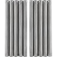 Marlow Thick Thermal Blackout Curtains Velvet 66x90 Inch Eyelet Ring Top Grey