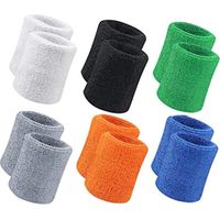 Ensemble de 12 bracelets de sport en coton pour hommes et femmes, idéal pour le tennis, le basketball, la course à pied, la salle de sport et l'entraînement (noir, blanc, gris, orange, bleu, vert).