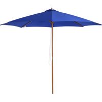 Ampelschirm aus Holz 300cm - Sonnenschirm Gartenschirm Balkonschirm Bambus Blau